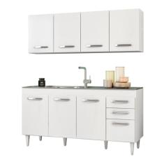 Armário Aéreo Panamá E Balcão Gabinete De Pia 160cm áustria - Lumil Móveis Branco