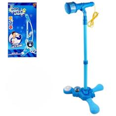 Microfone Infantil Karaokê Luz Som Pedestal conecta celular