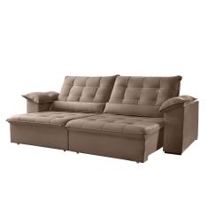 Sofá Londres 4 Lugares Retrátil e Reclinável 2.50m Veludo Mundial Estofados