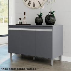 Balcao Para Pia 120 Cm 3 Portas Manu Cinza Reajl Cinza - REALJ MOVEIS