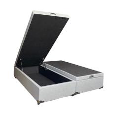 Cama Box Baú Queen Bipartido Linhão Cinza Com Pistão A Gás - Estrutura Reforçada - Imperium do Sono