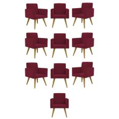 Kit 10 Cadeiras Poltronas Decorativa - Escritório - Recepção Cor:marsala