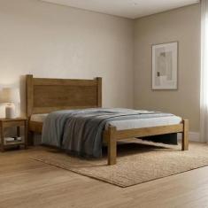 Cama Casal em MDF Prisma 100% MDF Jequitibá/Off White - J&A Móveis