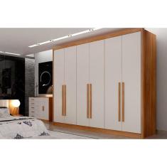 Guarda Roupa Casal Himalaia-Bandeira 6 Portas de Bater 8 Gavetas MDF Cumaru-Fendi Móveis Novo Horizonte