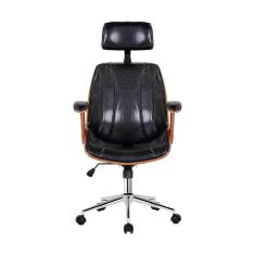 Cadeira Presidente Kopenhagen Revestido Em Couro Fratini Preto