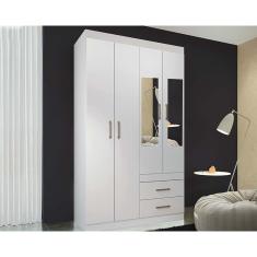 Guarda Roupa Casal 4 Portas e 2 Gavetas c/ Espelho Havana Star 4.2 Branco - Santos Andirá
