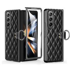 XIMAND Capa para celular Samsung Galaxy Z Fold 5 com design de anel, antiderrapante, antiqueda e proteção dois em um. (branco)