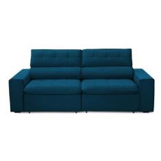 Sofa 2 Lugares Retratil Reclinavel Libano 2,50 M Veludo Azul Marinho -