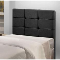 Cabeceira Estofada Cama Box Solteiro 0.90 Julia Veludo Speciale Home Preto