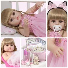 Boneca reborn realista bailarina loira kit 22 acessórios