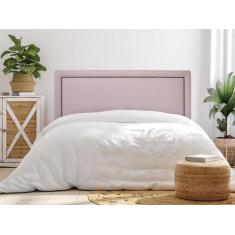Cabeceira Estofada Reta Luxo Casal com Tachas Fumê Rosa Bebê - Flaming