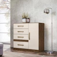 Cômoda Sapateira 4 gavetas Vênus Castanho Wood / Baunilha - Moval, Cas