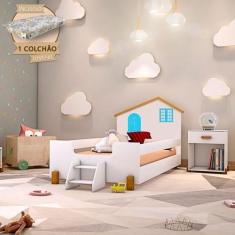 Cama Montessoriana Infantil Juvenil Belissima Azul - Branco e Mel + Co