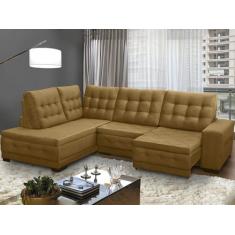 Sofá Chaise Canto 5 Lug Retrátil Reclinável 2,85x2,05 Mola Bonnel Pill