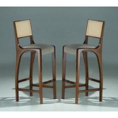 Kit 2 Banquetas Lilie Base Champagne Vários Tecidos em Linho e Veludo 