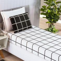 Jogo Cama Lençol Brooklyn Solteiro Quadriculado Micropercal 200 Fios 2