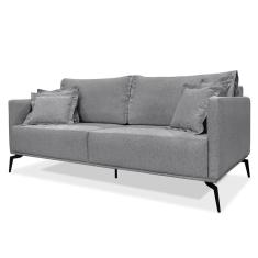 Sofá 2 Lugares 180cm Pés De Metal Vecchia S06 Linho Cinza - Mpozenato