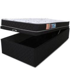 Cama Box Baú Solteirão Colchão Espuma D33 Selada Antialérgico 97x203x5