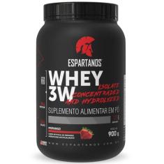 Whey Protein 3W 900g  Espartanos, Morango