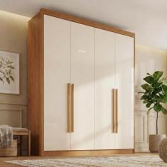Guarda Roupa Casal 100% MDF 4 Portas e 4 Gavetas Bergamo Cinamomo/Off 