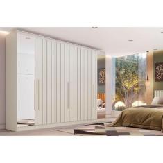 Guarda Roupa Casal 6 Portas (4 Ripadas e 2 c/ Espelho) e 4 Gavetas Oxf