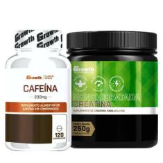 Cafeina 200Mg 120 Caps + Creatina Monohidratada 250G Growth