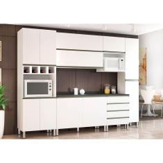 Cozinha Modulada Compacta 7 Peças com Tampo Branco Pérola Luciane Móveis