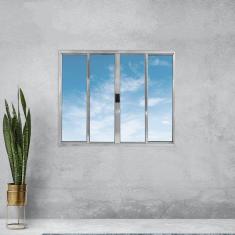 Janela Alumínio de Correr 100x200cm 4 Folhas sem Grade Plus Lux Esquadrias Marroml