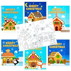 Livros para colorir Dvbonike Merry Christmas Gingerbread House 24