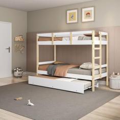 Treliche Solteiro Soft Madeira e Mdf Casatema Branco/natural