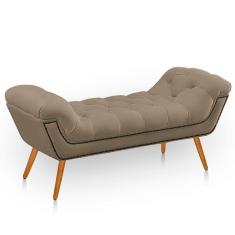 Recamier Estofada Casal King Size Ayla Veludo Bege Escuro