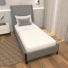 Cama Solteiro com Cabeceira Tecido Linho / Veludo Sob Medida - Casa La