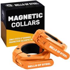 Coleiras de barra magnéticas [Sinos de Aço] Grampos de barra de peso premium | Clipes de barra de liberação rápida, grampos de barra olímpicos | Clipes de ginástica emborrachados para barra de