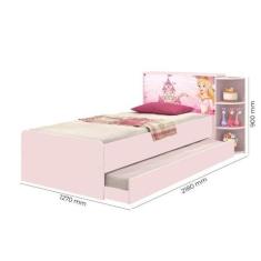 Cama Baú Solteiro com Cama Auxiliar Liz Rosa - J&A Móveis