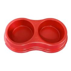 Comedouro Bebedouro Duplo Para Gatos E Cachorros - Pets - DSF, Vermelh