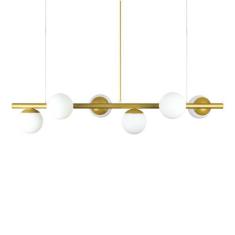 Lustre Pendente Figo com 6 Globos Esfera de Vidro - Ouro - Trybo Desig