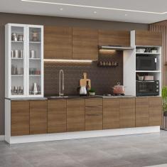 Armário de Cozinha Completa 340cm Stella Madesa 01, Branco/Rustic