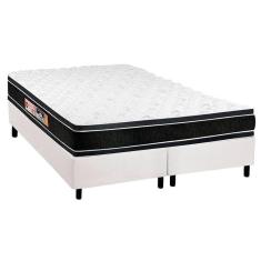 Cama Box King: Colchão Espuma Castor D33 Black E White + Base Crc Courano White(193X203)