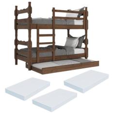 Treliche Madeira Maciça - vira 2 Camas - com Colchões Inclusos Porto M