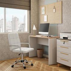 Cadeira de Escritório Assistente Giratória Fitz Branca - Mobly