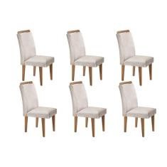 Cadeira Sala de Jantar Kit 6 Un Imbuia Veludo Creme