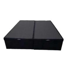 Cama Box Baú Casal Bipartido Blindado Suede Preto Com Pistão A Gás