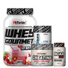 Kit Whey Gourmet Pote + Creatina 300g + Glutamina 150g + BCAA 100 cáps