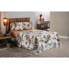 Jogo de Lençol Casal Queen 4 Peças Percal 180 Fios - MIMIHOME, Tabaco