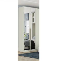 Guarda Roupa Modulado Seletto 2 Portas Bater 3 Gavetas MDF com Espelho Areia Henn