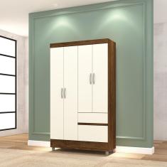 Guarda Roupa Casal Spectra 4 Portas 2 Gavetas Imbuia - Champanhe Vila Rica