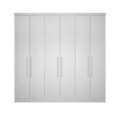 Guarda Roupa Casal Safira 6 Portas de Bater 4 Gavetas MDF Branco Clic Móveis