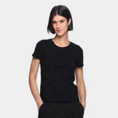Camiseta Básica Hering Slim World Feminina, Preto, GG