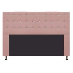 Cabeceira Estofada Dama 140 cm Casal Com Strass Suede Rosê - ADJ Decor