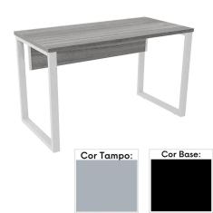 Mesa de Escritório Pé Tubular PE25 em MDP 150 x 70 cm Cinza com Base Preta